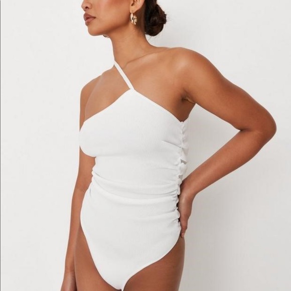 White One Strap Knit Body Suit - Picture 2 of 3